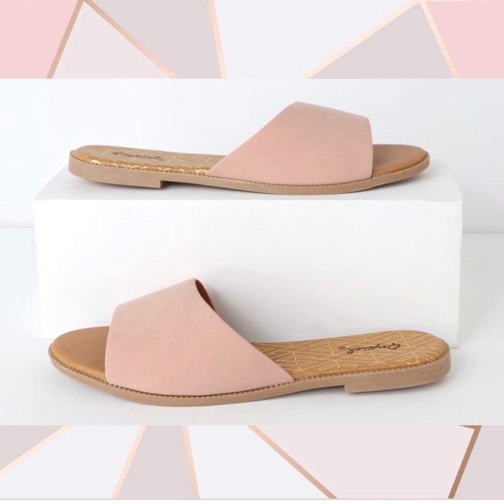 Blush Pink Flat Slip On Casual Sandals - Picture 2 of 3